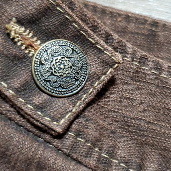 Tribal denim wide leg chocolate Jean Bermuda shorts euc - Picture 5 of 8